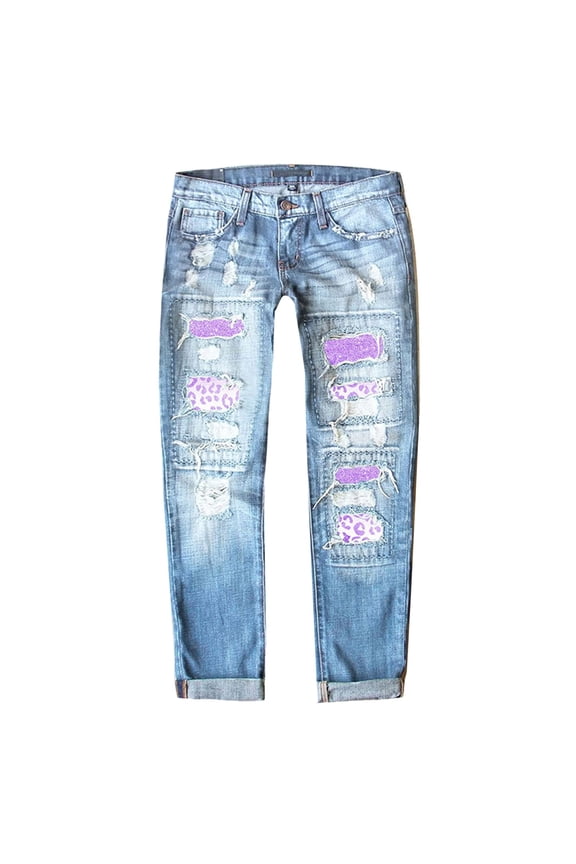 Women Jeans Straight Leg Jean Stretchy Casual Work Jeans Bootcut Jeans for Women (Purple,M)