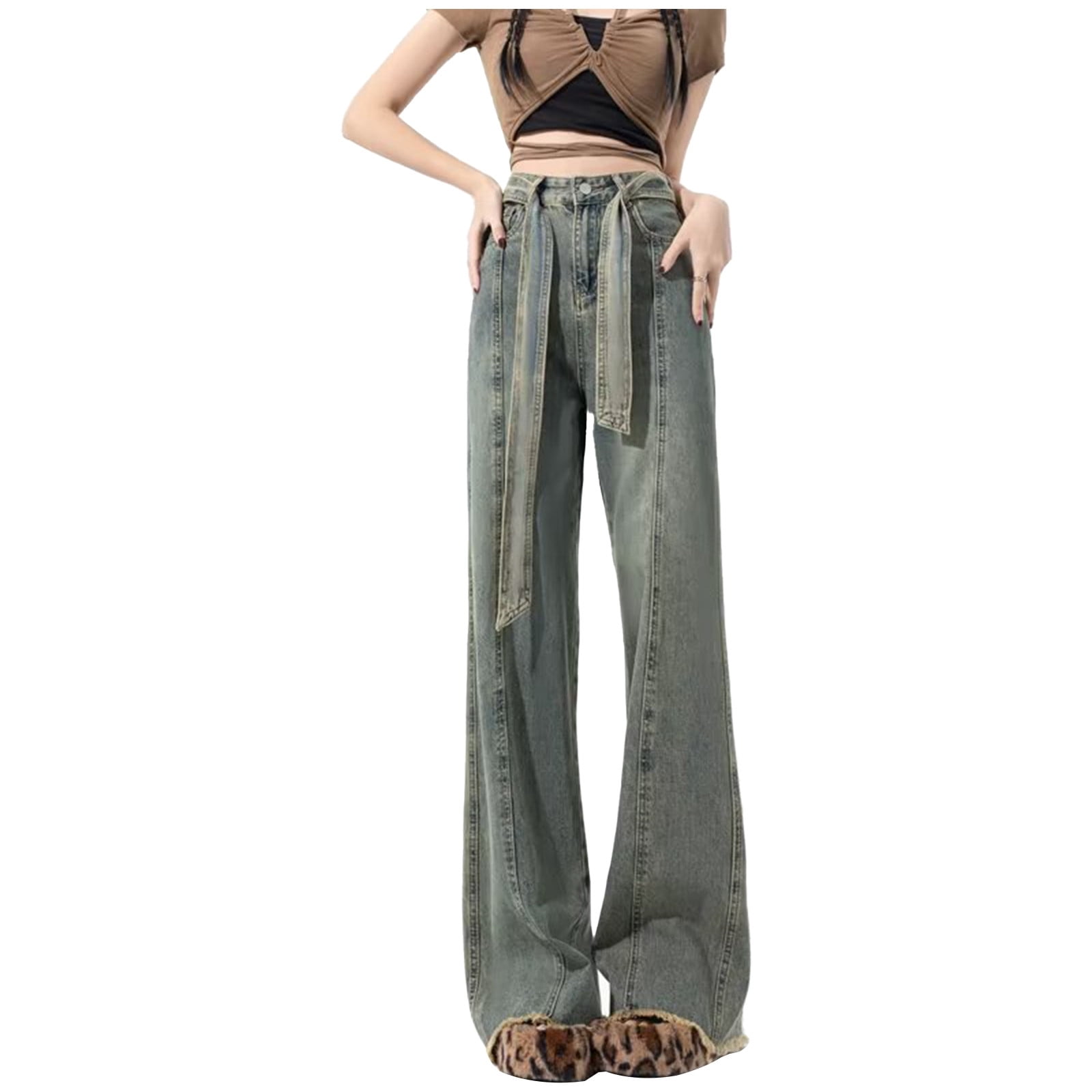 Eashery Women Jeans Stretch Bootcut Jeans High Waist Pocket Wide Leg ...