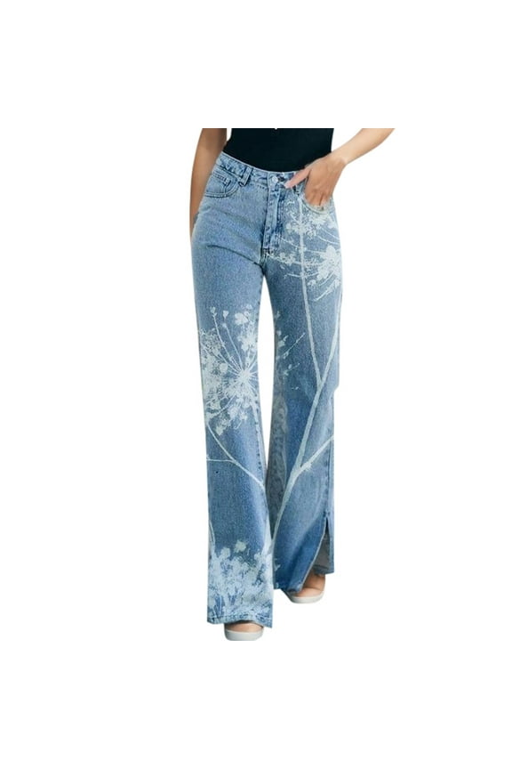 Women Jeans Totally Shaping Pull-on Skinny Jeans High Waist Pocket Wide Leg Jeans Womens Straight Leg Jeans (White,XL)