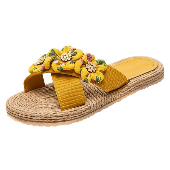 Eashery Women Sandals Shoes Open-Toe Womens Sandals Wedge Sandals Women Fashion Platform Yellow 42