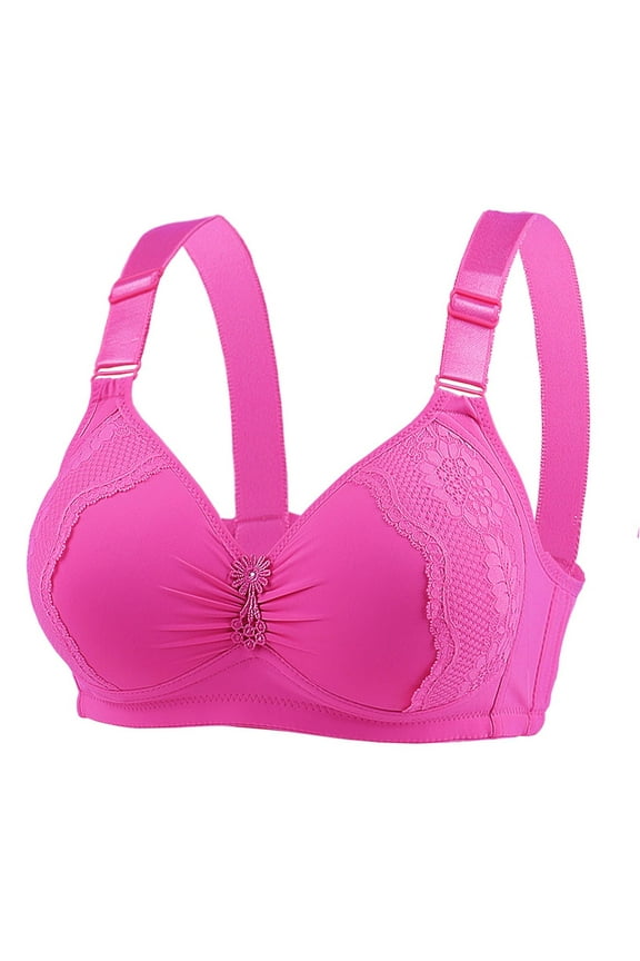Women Sports Bra High Support Wireless Activewear Bra Push Up Bra Hot Pink 46