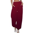 thumbnail image 1 of Eashery Women's Casual Linen Pants Adjustable Lounge Trousers Elastic Waist Yoga Beach Trousers Pants Womens Pants (Solid Color,,XL), 1 of 4