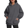 thumbnail image 1 of Eashery Women's Fashion Hoodies Drawstring Long Sleeve Hoodies Tops Hooded Pullover Sweatshirts Womens Hoodies Zip Up (Dark Gray,L), 1 of 5