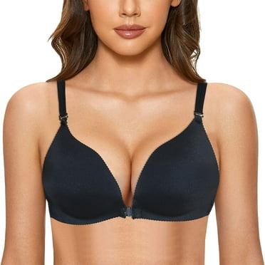 Eashery Women's Front Close Bra Plus Size Seamless Unlined BraMesh Bra Black L