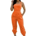 thumbnail image 1 of Eashery Women's Jumpsuit Wide Leg V-Neck Summer Long Sleeve Jumpsuit for Women Orange XXL, 1 of 5