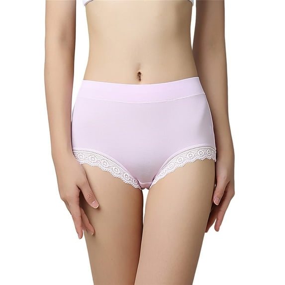 Eashery Women's Lace Plus Size Panties Plus Size High cut Womens Panties Tummy Control Pink L