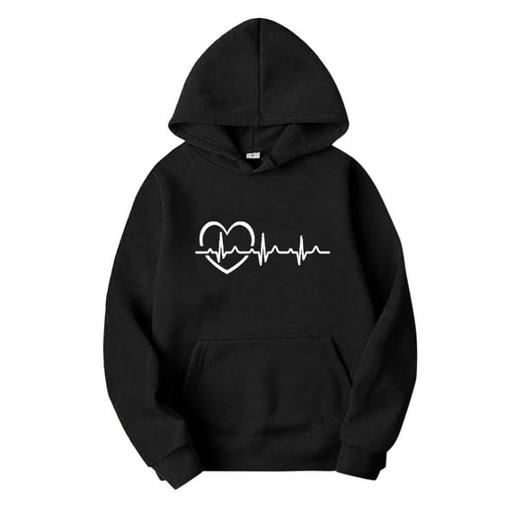 Eashery Women's Sweatshirts Hoodies Long Sleeve Shirts Pullover Fall Clothes with Pocket Casual Print Sweatshirts Graphic Hoodies for Women (Black,M)