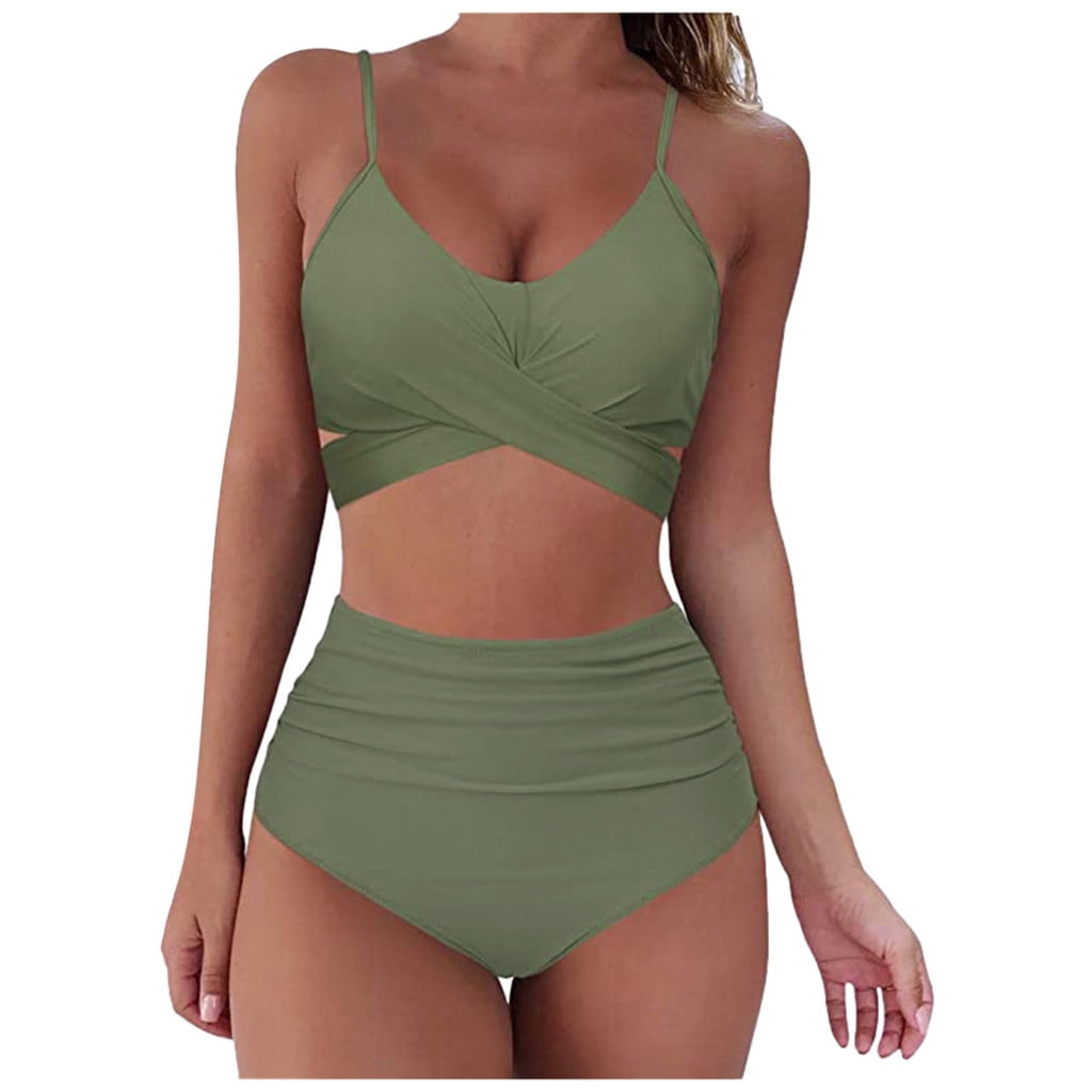 fatty tiger Women's Elegant Athletic One Piece Swimsuit U Neck Tummy  Control Ruched Swimsuit Cheeky High Waisted Bathing Suit Army Green S :  Clothing, Shoes & Jewelry