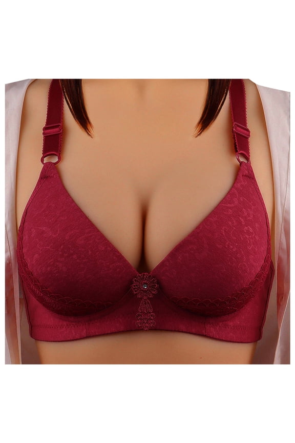 Womens Bra Full Cup Breathable Bra Womens Plus Size Sports Bra Red 85B