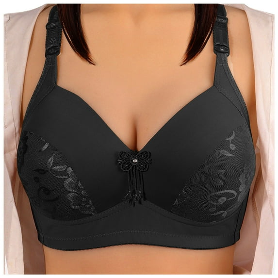Eashery Womens Bra No Underwire Deep V Depends Underwear for Women Black 105D