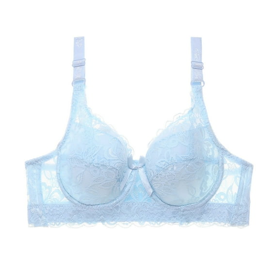 Eashery Womens Bra Plus Size Adjustable Straps BreathableWomens Bra Push Up Light Blue 90D