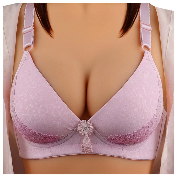Eashery Womens Bras Solid Deep V Sport Bras Cotton Bras for Women Plus Size Hot Pink 85B