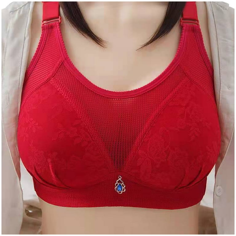 Eashery Womens Bras womens Comfort Revolution Wireless T-shirt Bra,  Full-coverage Pullover Bra Red 46