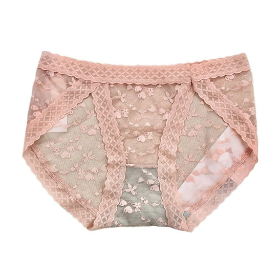 Eashery Womens Briefs Solid See Through Panties Underwear Beige One Size