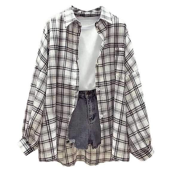 Eashery Womens Button Down Shirt Long Sleeve Casual Blouse Top Casual Long Sleeve Collared Oversized Blouses Tops Ladies Tops and Blouses (White,XX-Large)