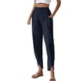 thumbnail image 1 of Eashery Womens Capri Pants Casual Pants Drawstring Casual Flowy Pants Core Knit Pants Womens Sweatpants (Solid Color,Blue,S), 1 of 3