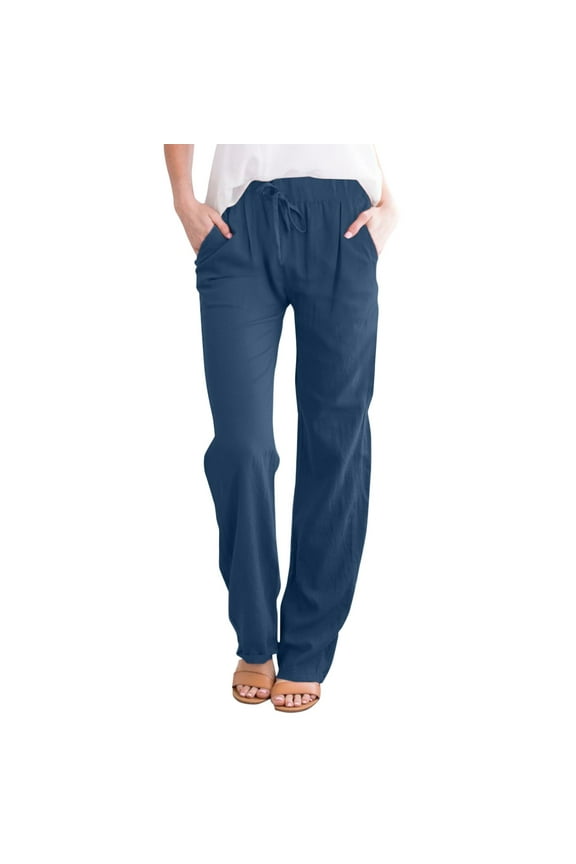 Womens Capri Pants Casual Pants Light Baggy Jogger Relaxed Relaxed Fit Yoga Pants Sweatpants Women (Solid Color,Blue,L)