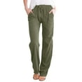 thumbnail image 1 of Eashery Womens Capri Pants Casual Pants Wide Leg High Waisted Casual Cotton and Linen Women'S Dress Pants (Solid Color,Green,XL), 1 of 5