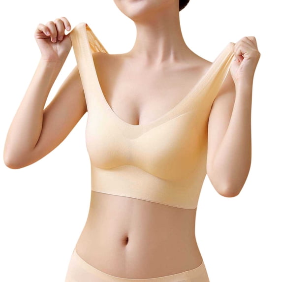 Eashery Womens Plus Exercise Bras Camisole Low Impact Comfy Womens Bra Beige Medium