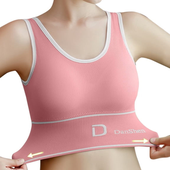 Eashery Womens Plus Size Sports Bra Vest Low Impact Comfy Women Underwear Pink Large