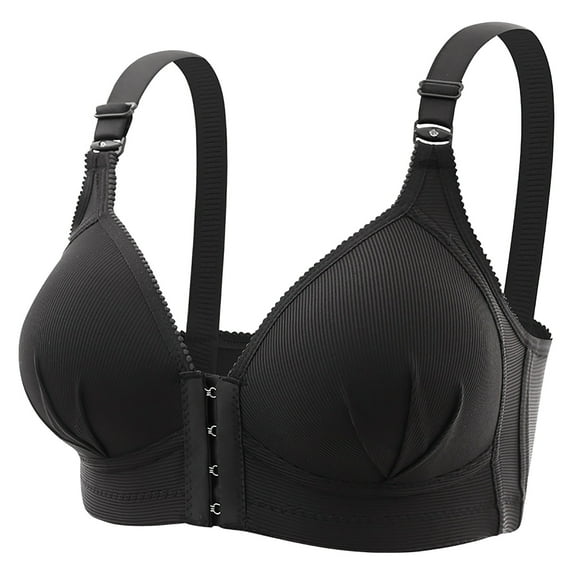 Eashery Womens Stretch Push-Up Easy Comfort Front Close Bra for WomenSports Bras for Women Black 44 100