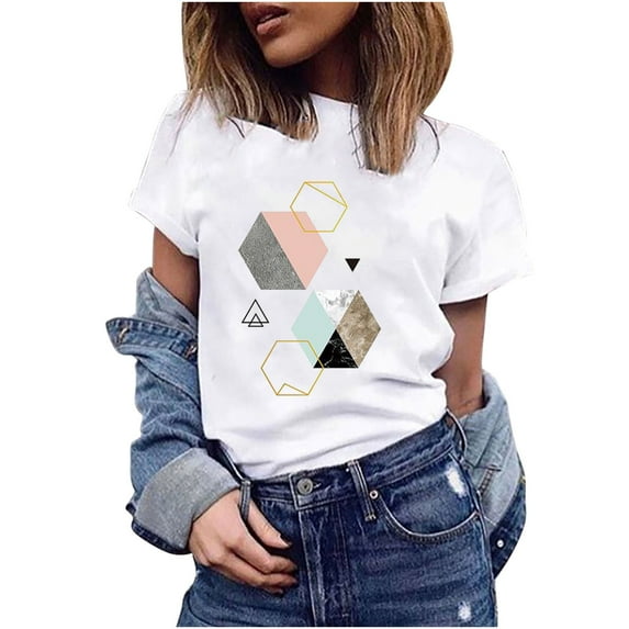 Eashery Womens T Shirts Casual Graphic Print Womens Tops White XL