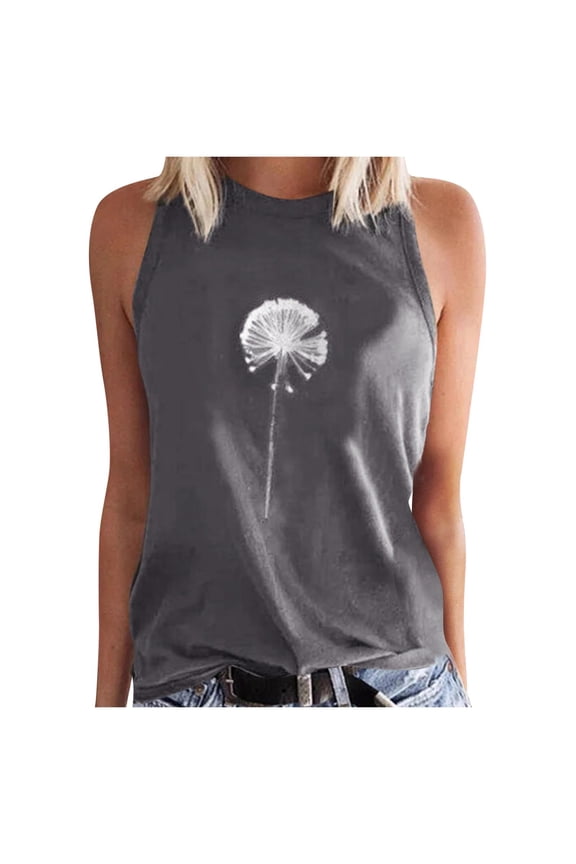 Womens T Shirts Sleeveless Comfy Tops Women Tops Summer Grey M