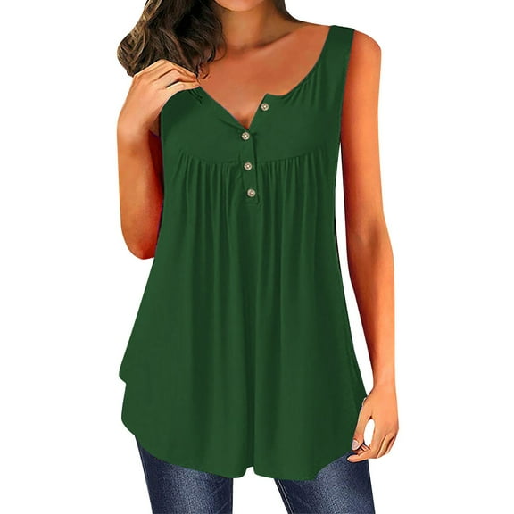 Eashery Womens T Shirts V Neck Summer T-Shirt Vest Women Tops Casual Green M