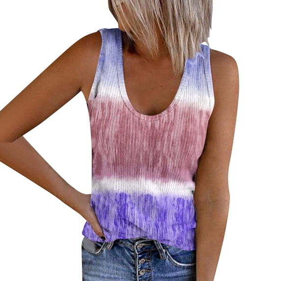 Eashery Womens Tank Tops Printed Basic Tops Womens Vests Purple M