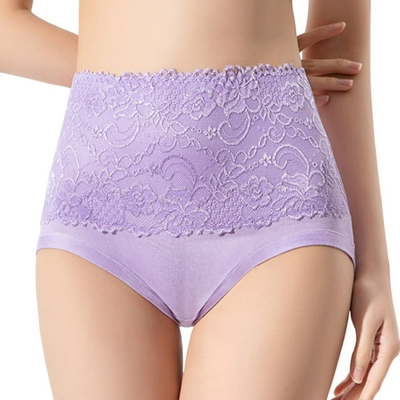 Eashery Womens Underwear Plus Size High cut Womens Panties Tummy Control Purple 3XL