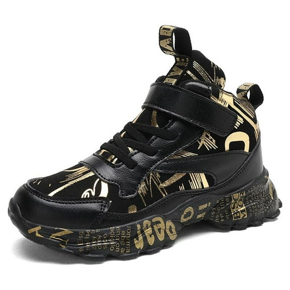 Eashi Little/Big Kids High Top Athletic Basketball Sneakers Running Shoes suitable for boys Black