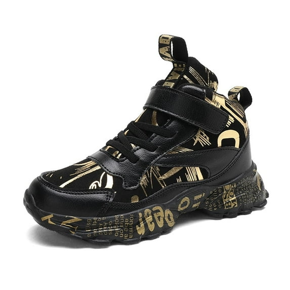 Eashi Little/Big Kids High Top Athletic Basketball Sneakers Running Shoes suitable for boys Black