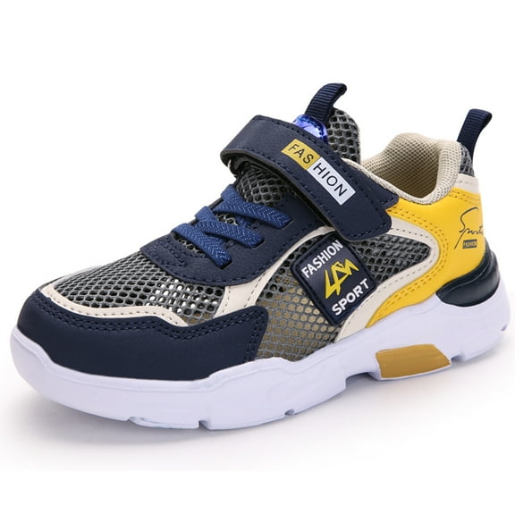 Eashi leisure trend single mesh double mesh leather breathable non slip light running shoes.