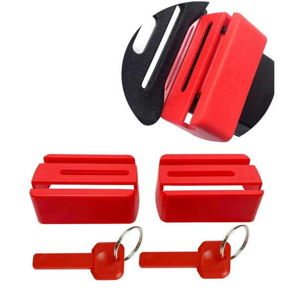 Easicozi Seat Belt Lock, Car Seatbelt Buckle Guard Stop Children Opening Seat Belts, Red, Pack of 2