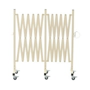 Easily Assembled Expandable Metal Barricade, 16 FT, Milkyellow, Folding Security Gate Safety Barrier with Casters, Flexible Mobile Barrier Gate