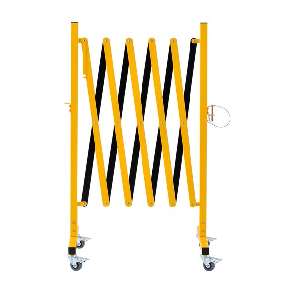 Easily Assembled Expandable Metal Barricade, 9 Feet, Portable Safety Barrier with Casters, Mobile Barrier Gate