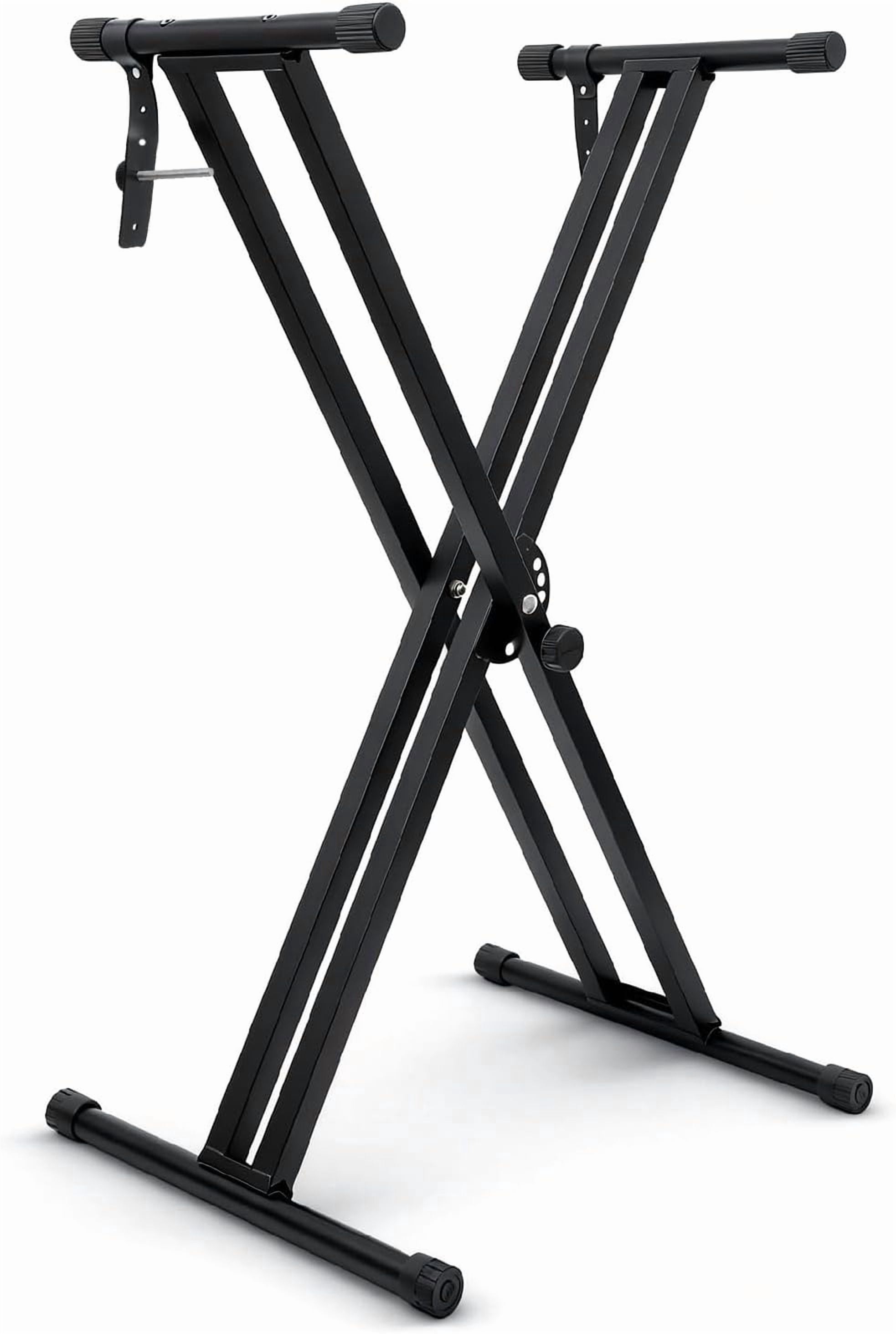 Easily Assembled Keyboard Stand,Heavy-Duty Double-X Piano Stand,Adjustable, Foldable, Portable Keyboard Music Stand with Locking Straps, Black