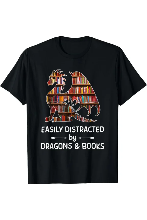Easily Distracted By Animal And Books Nerds Humor Gift Tee Cool Apparel Unisex T-Shirt up to Size 5XL
