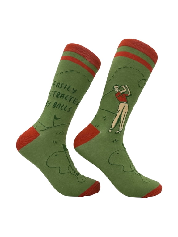 Easily Distracted By Balls Golf Socks Funny Sarcastic Golfing Graphic Novelty Footwear for Men