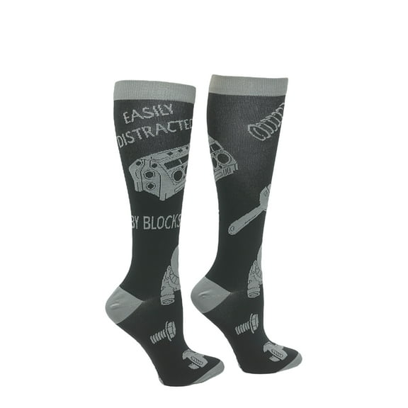 Easily Distracted By Blocks Funny Mechanic Compression Socks for Men