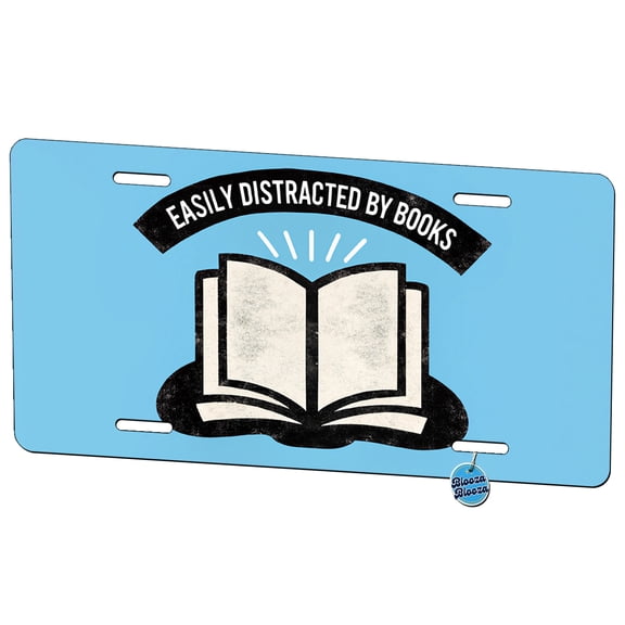Easily Distracted By Books Reader Reading Metal Novelty License Plate