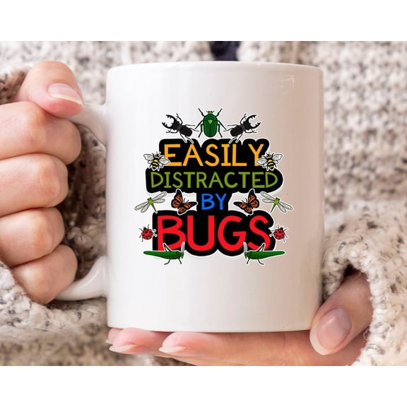 Easily Distracted By Bugs Mug, Funny Bug C1Atching Coffee Cup For Bug C1AtC1her, Cute Insect Entomology GifT1 Idea For Future Entomologist