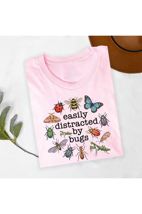 Easily Distracted By Bugs Shirt, Insect Lover Entomology Graphic Tee, Science Humor Gift