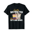 thumbnail image 1 of Easily Distracted By Cats And Books - Bookworm Pet Lover T-Shirt, 1 of 5