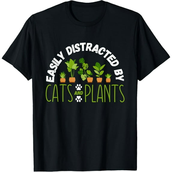 Easily Distracted By Cats and Plants Gardening Garden Women T-Shirt