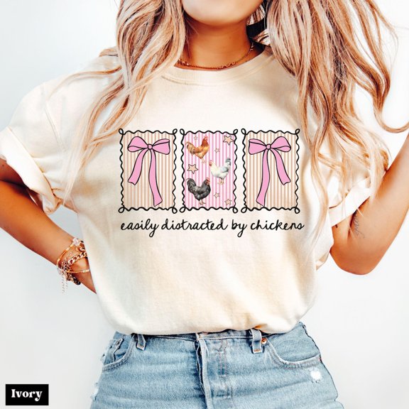 Easily Distracted By Chickens Chicken Mama T-Shirt All Size S-3XL