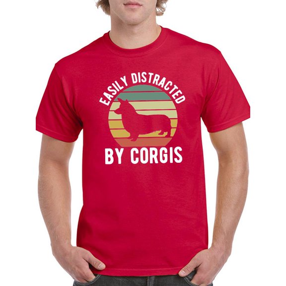 Easily Distracted By Corgis T-Shirt Men -Image by Shutterstock, Male 3X-Large