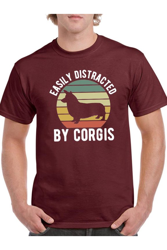 Easily Distracted By Corgis T-Shirt Men -Image by Shutterstock, Male 4X-Large