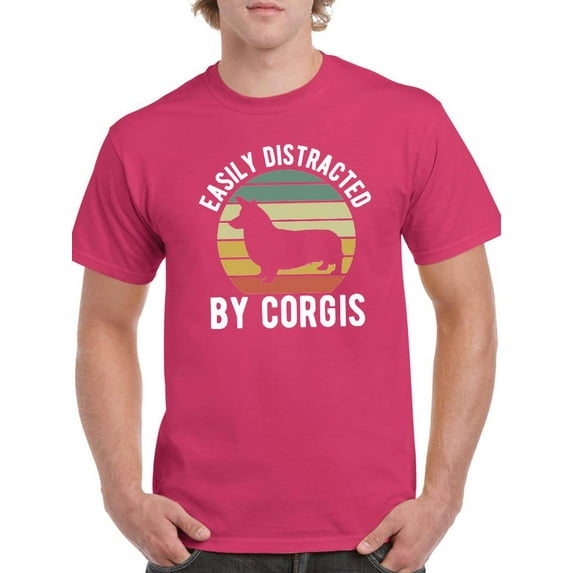 Easily Distracted By Corgis T-Shirt Men -Image by Shutterstock, Male Medium
