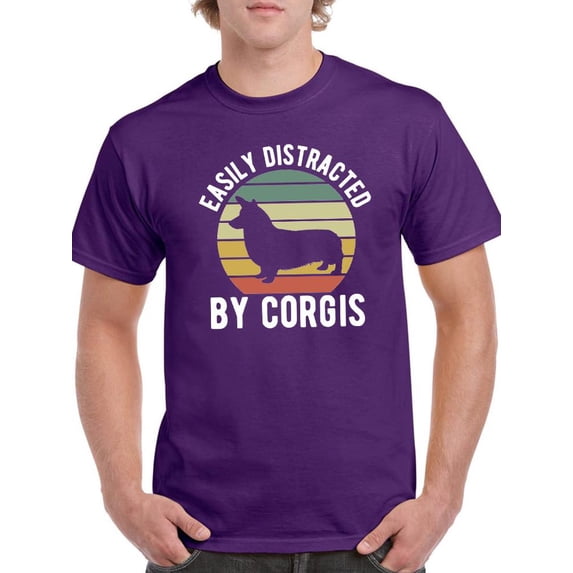Easily Distracted By Corgis T-Shirt Men -Image by Shutterstock, Male Small